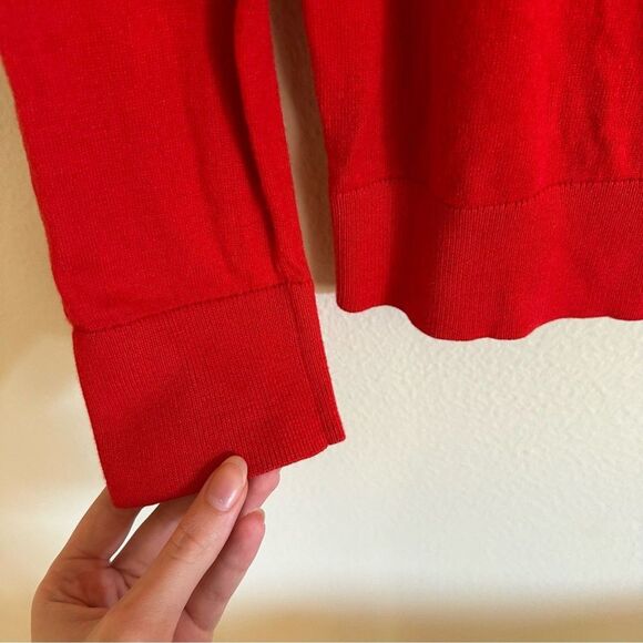 Kate Spade Red Floral Rosette Applique Sweater S Cashmere Blend Coquette Holiday - Picture 7 of 12